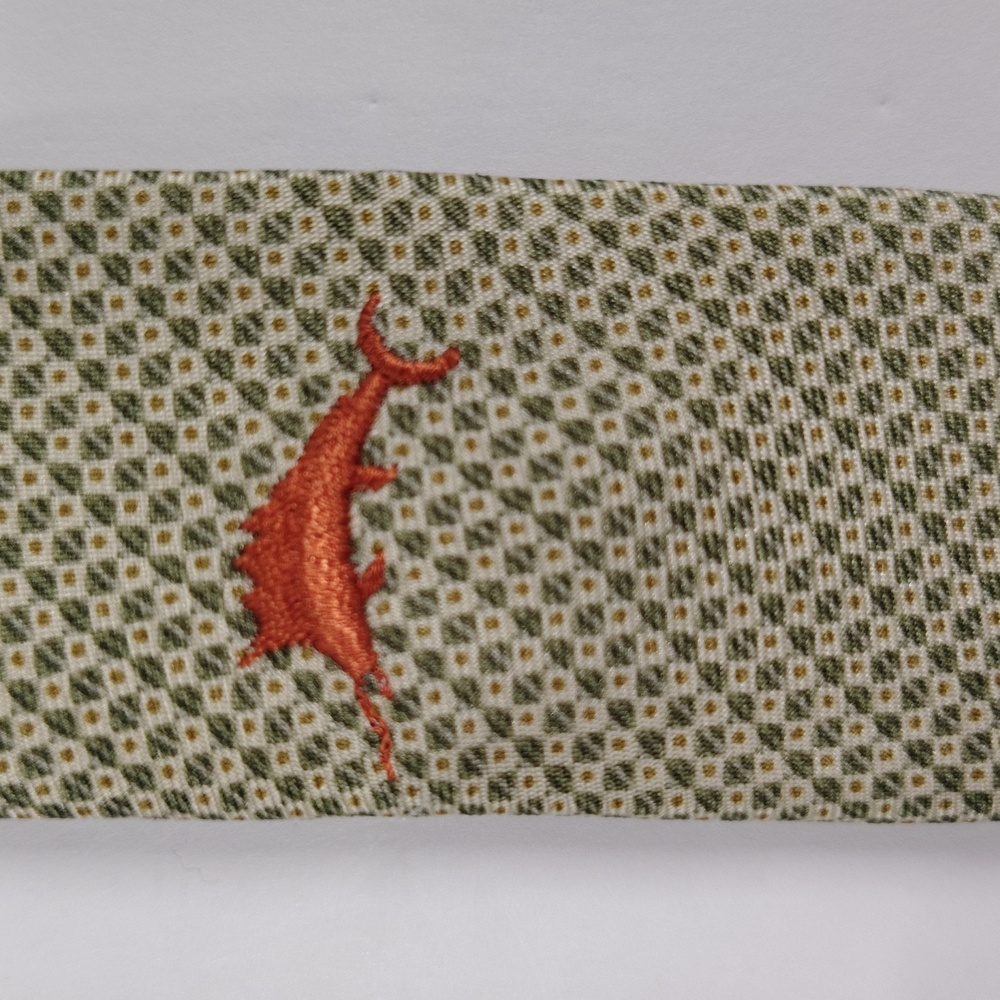 Tommy Bahama Men's Silk Tie Gold Green Geo-print & Marlin - Picture 7 of 7